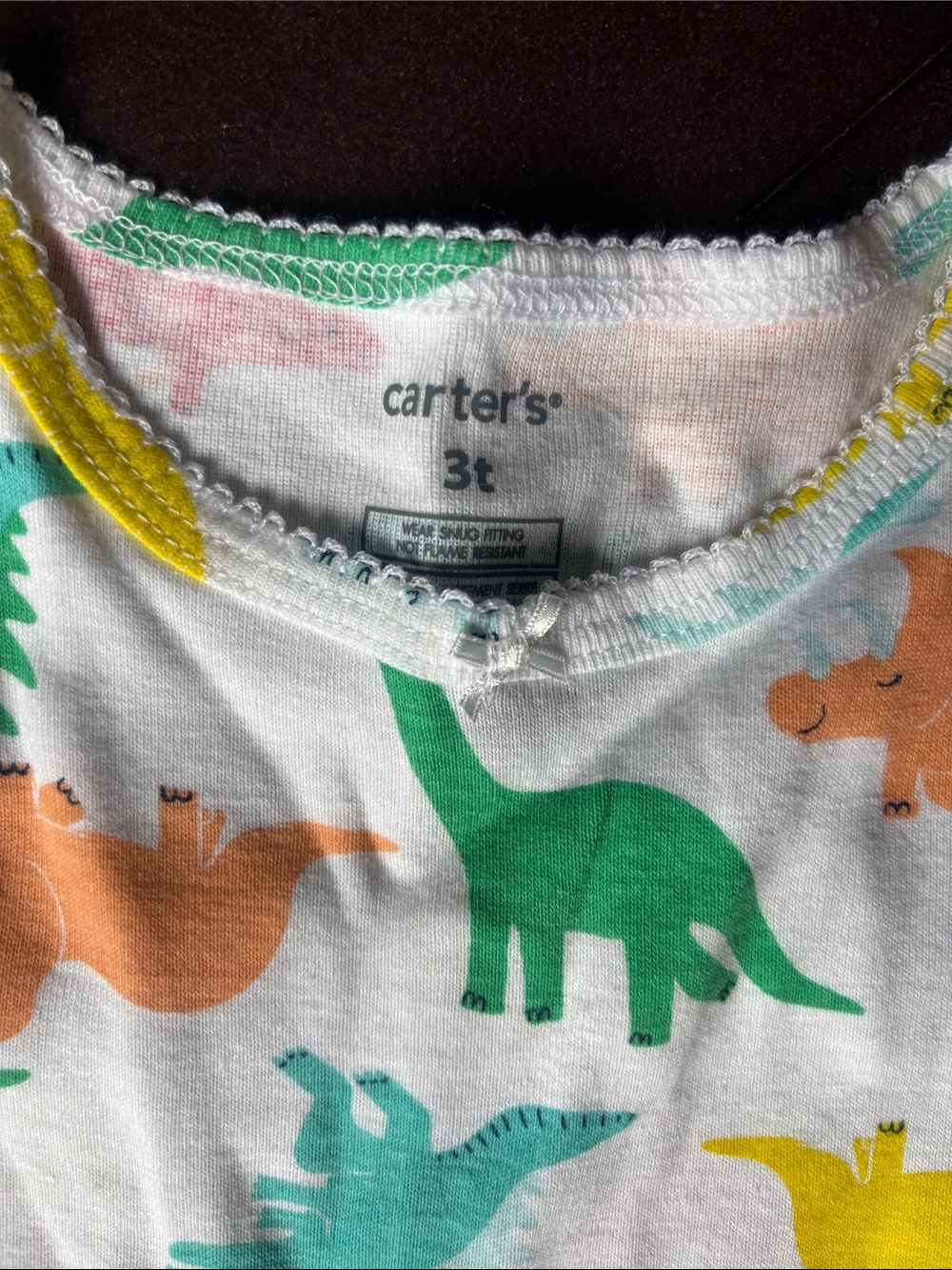 Carter's White Short-Sleeve Pajama Set with Multicolor Dinosaur Print - Picture 2 of 4